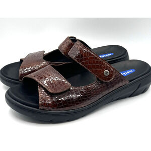 Wolky Cyprus Slide Womens 42 US 11 Brown Leather Slip On Sandals Croc Slides